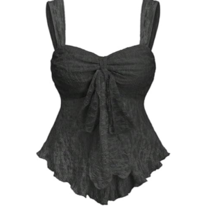 Be Stylish Women Elegant Black Lace Tie-Front Peplum Cami Top