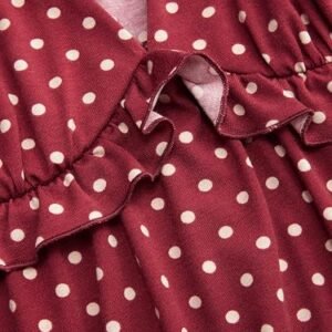 Be Stylish Women Elegant Burgundy Polka Dot Ruffle Cami Top - Image 3