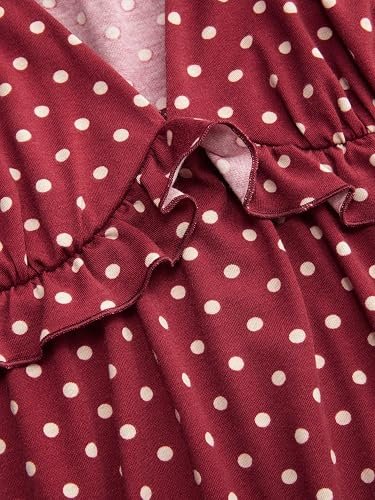 Be Stylish Women Elegant Burgundy Polka Dot Ruffle Cami Top