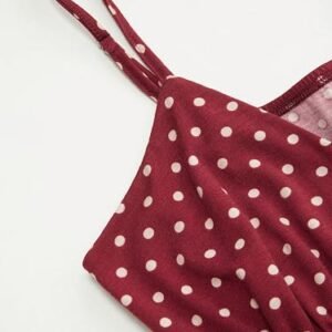 Be Stylish Women Elegant Burgundy Polka Dot Ruffle Cami Top - Image 4