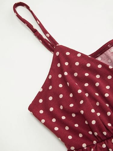 Be Stylish Women Elegant Burgundy Polka Dot Ruffle Cami Top