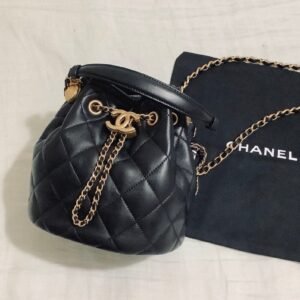 Chanel Classic Bucket Bag Gold Hardware 20cm Black