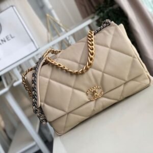 Chanel 19 Flap Bag 36cm Goatskin Leather Fall/Winter Act 1 Collection, Beige