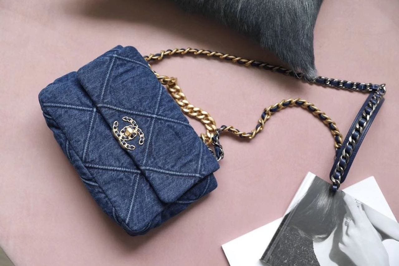 Chanel 19 Flap Bag 26cm Goatskin Leather Spring/Summer Act 1 Collection, Blue Jean - Image 10