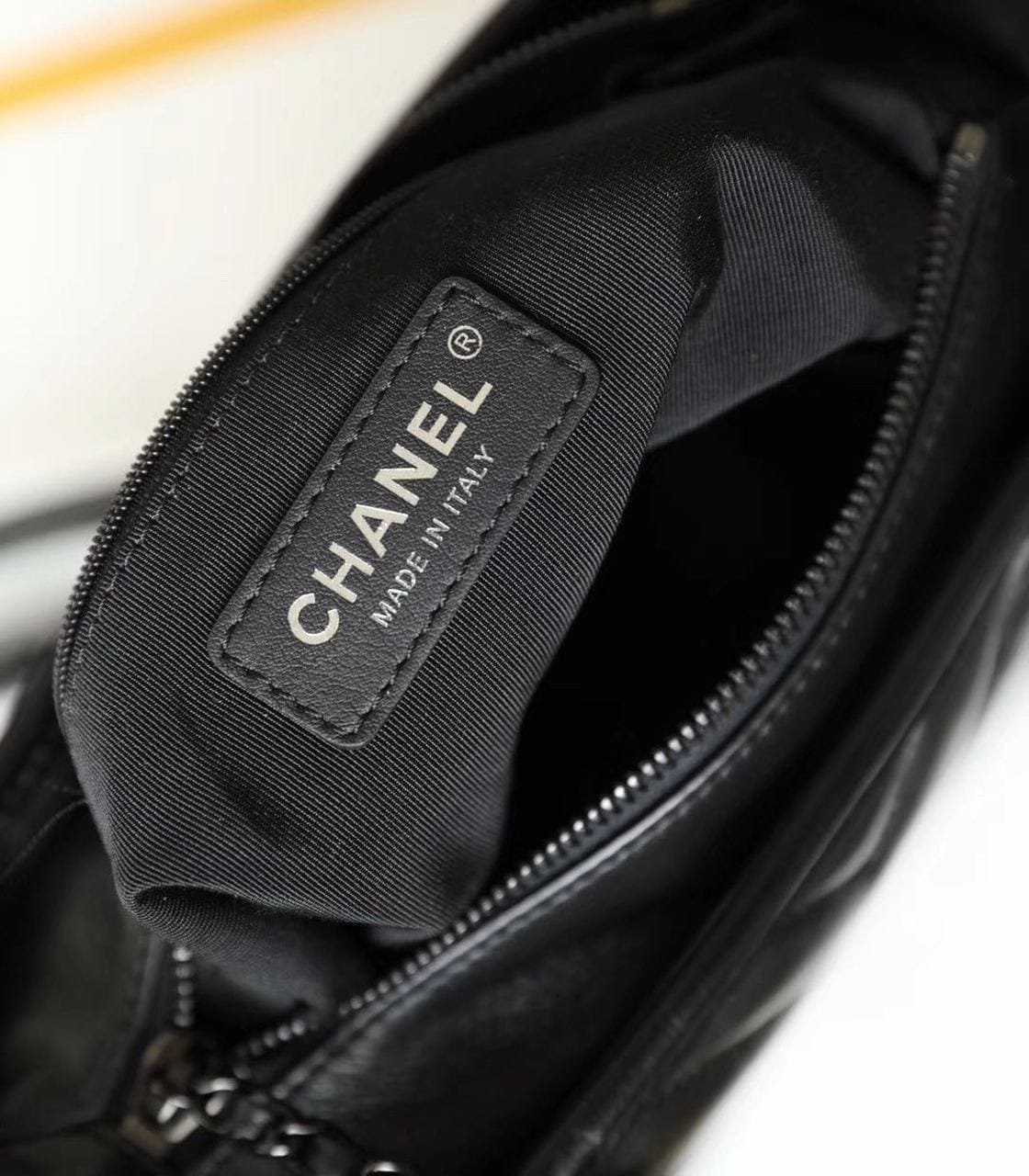 Chanel Chevron Gabrielle Hobo Bag 20cm Aged Calfskin Leather Spring/Summer Act 1 Collection, So Black - Image 11