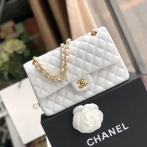 Chanel Classic Flap Bag 25cm Gold Hardware Lambskin Leather Spring/Summer Collection White