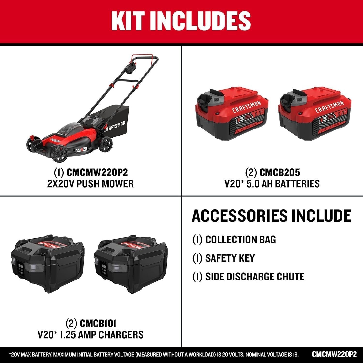 CRAFTSMAN V20 20-Inch Cordless Push Lawn Mower - Image 8