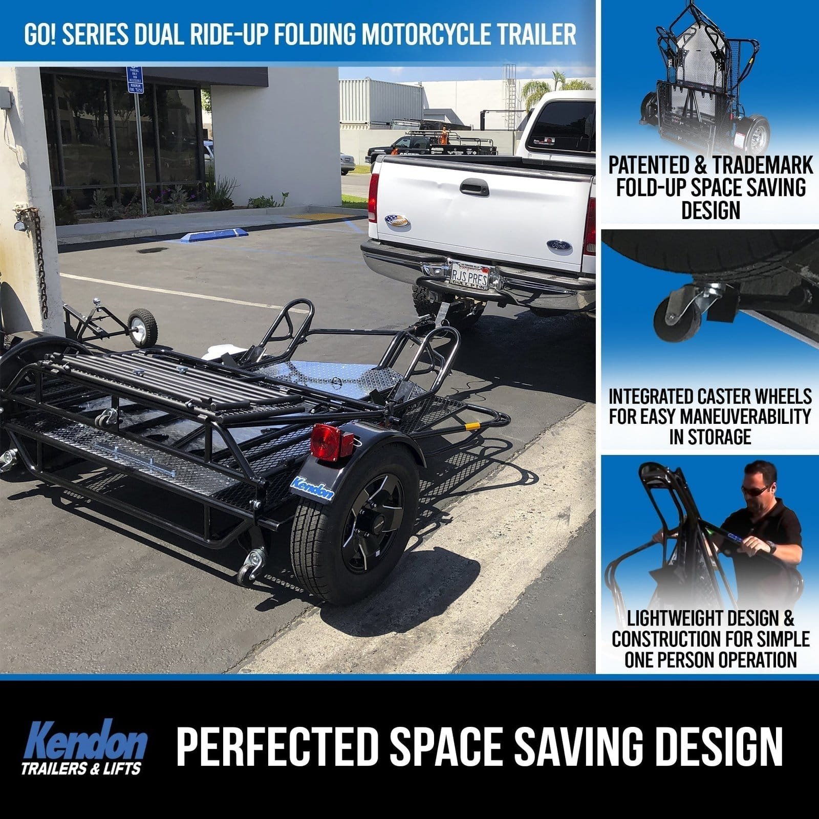 Go! Series Ride-Up Folding Motorcycle Trailer – Dual Rail Steel Utility Trailer - Image 8