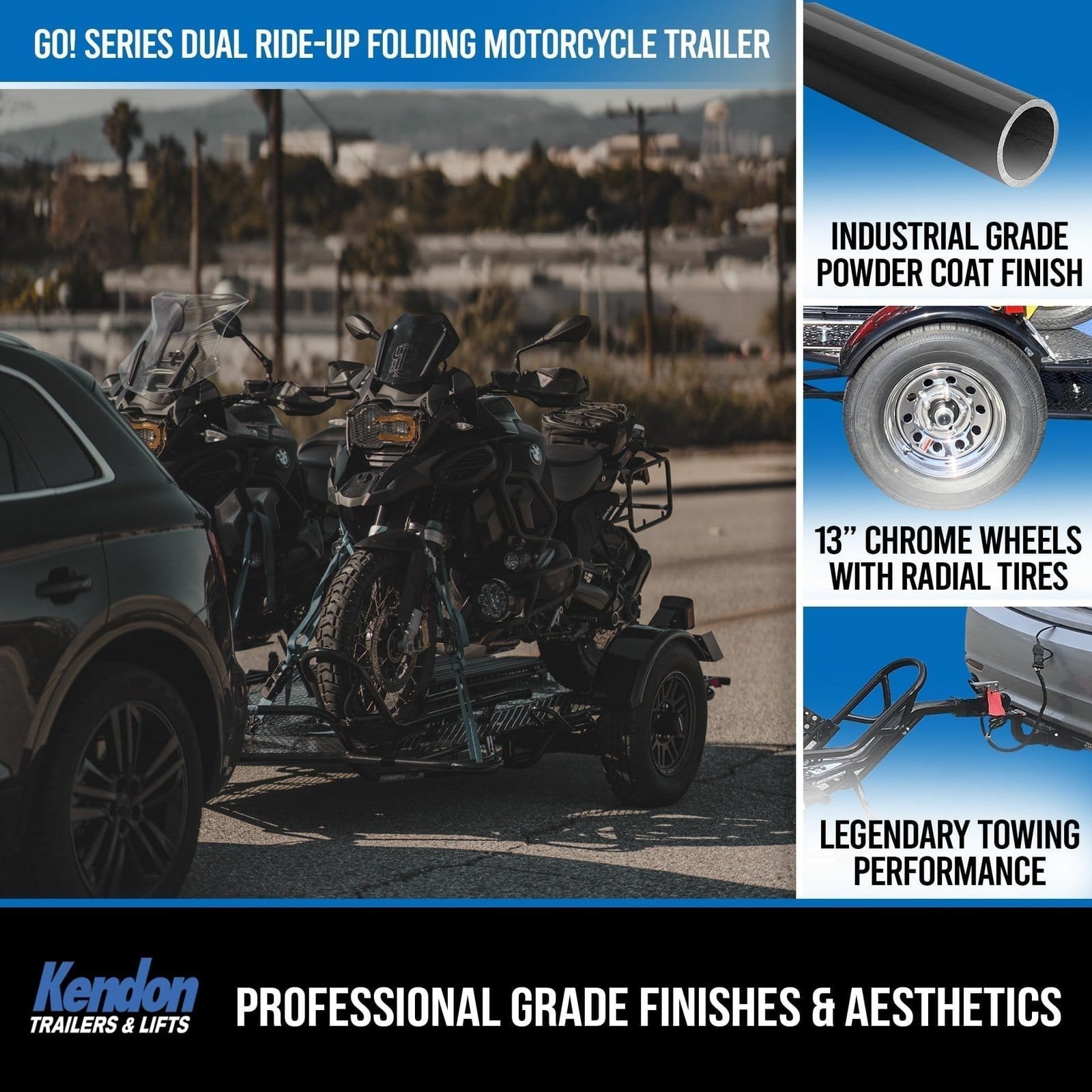 Go! Series Ride-Up Folding Motorcycle Trailer – Dual Rail Steel Utility Trailer - Image 9