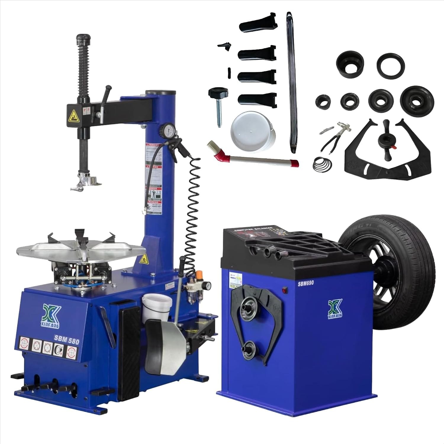 2.0 HP Tire Changer & Wheel Balancer Combo Machine 580/690 – Automatic Tire Service Equipment
