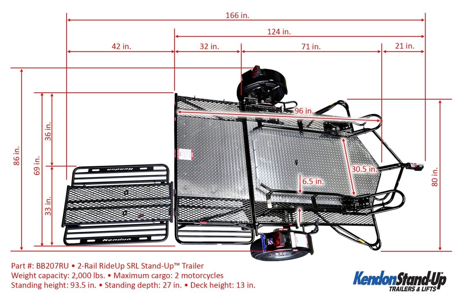 Go! Series Ride-Up Folding Motorcycle Trailer – Dual Rail Steel Utility Trailer - Image 3