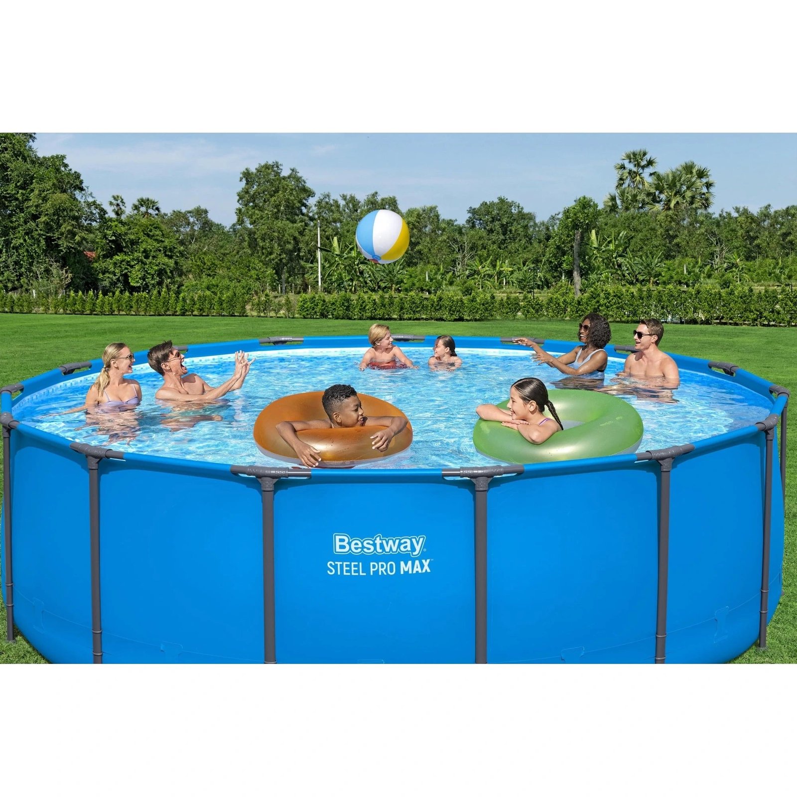 Bestway Steel Pro MAX 15′ x 48″ Round Above Ground Swimming Pool & Pool Ladder - Image 10