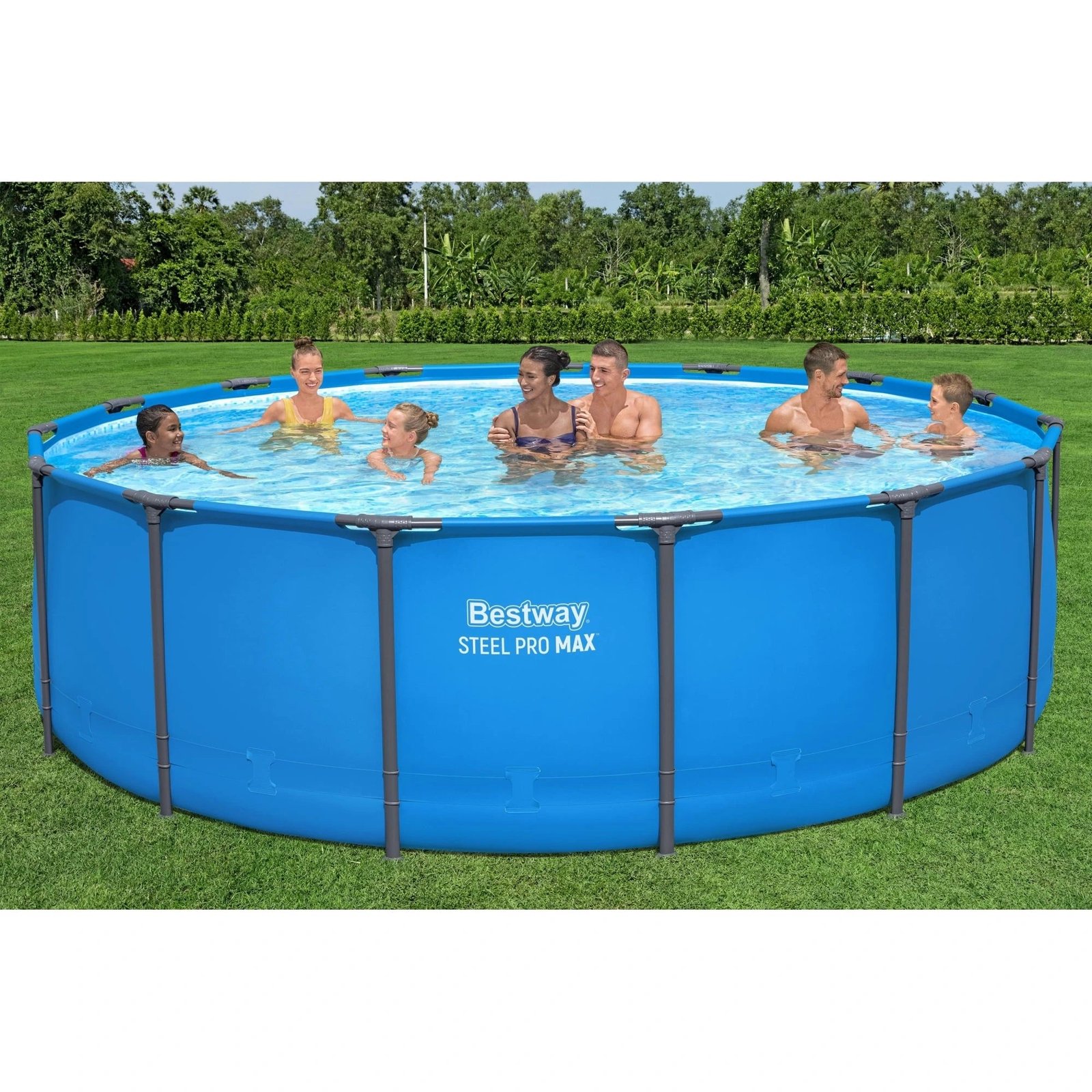 Bestway Steel Pro MAX 15′ x 48″ Round Above Ground Swimming Pool & Pool Ladder - Image 11
