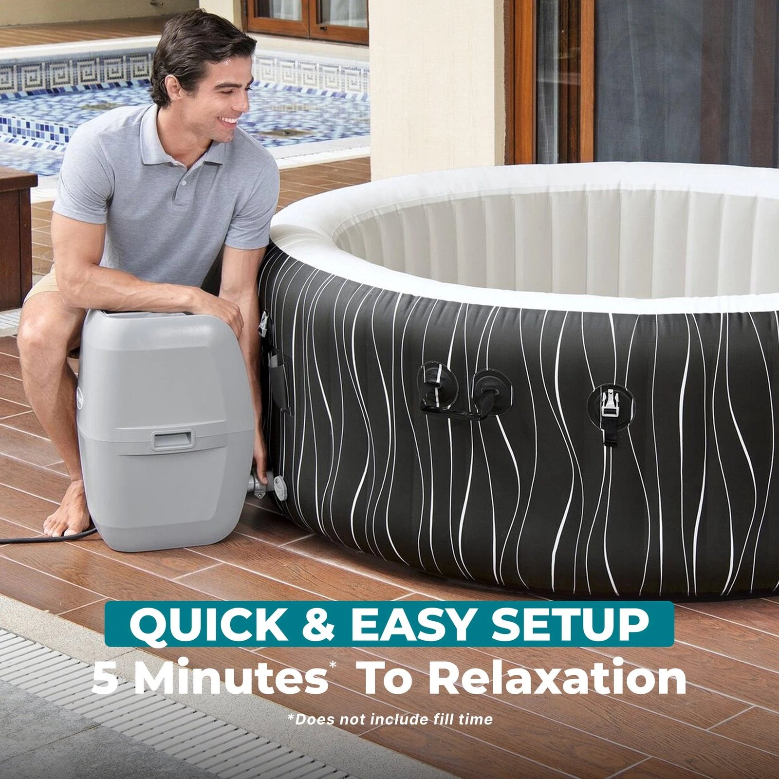 Bestway SaluSpa Hollywood Luxe 4-6 Person Inflatable Hot Tub, Round Energy-Efficient Spa, 77″ x 26″ - Image 8