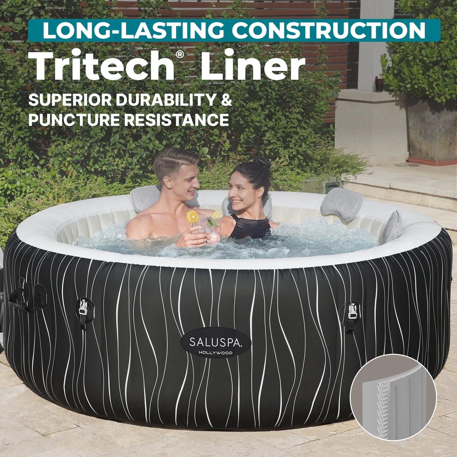 Bestway SaluSpa Hollywood Luxe 4-6 Person Inflatable Hot Tub, Round Energy-Efficient Spa, 77″ x 26″ - Image 9