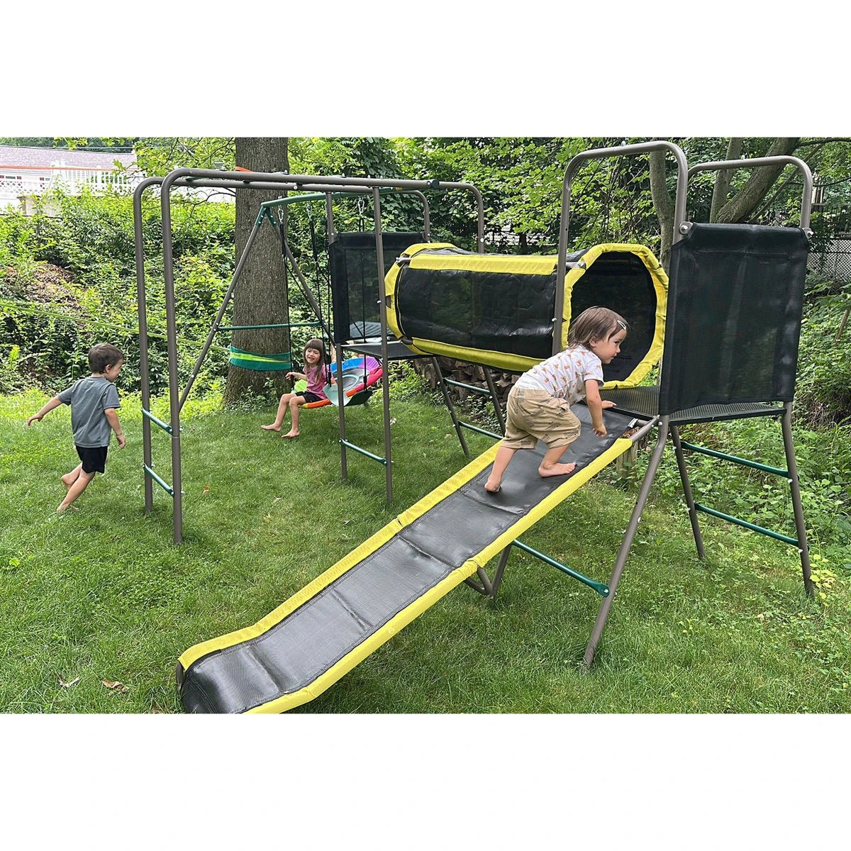 Klo Kick 6-in-1 Swing Set with Slide,Crawl Tunnel and Monkey Bars for Backyard, Playground for Kids Aged 3-12 - Image 7