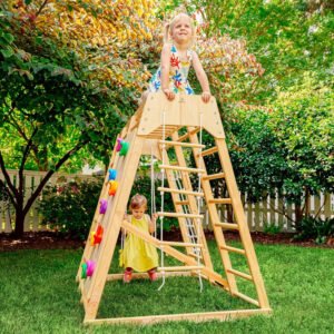 Avenlur Magnolia 7-in-1 Real Wood Playset | Indoor & Outdoor Climbing Gym for Kids