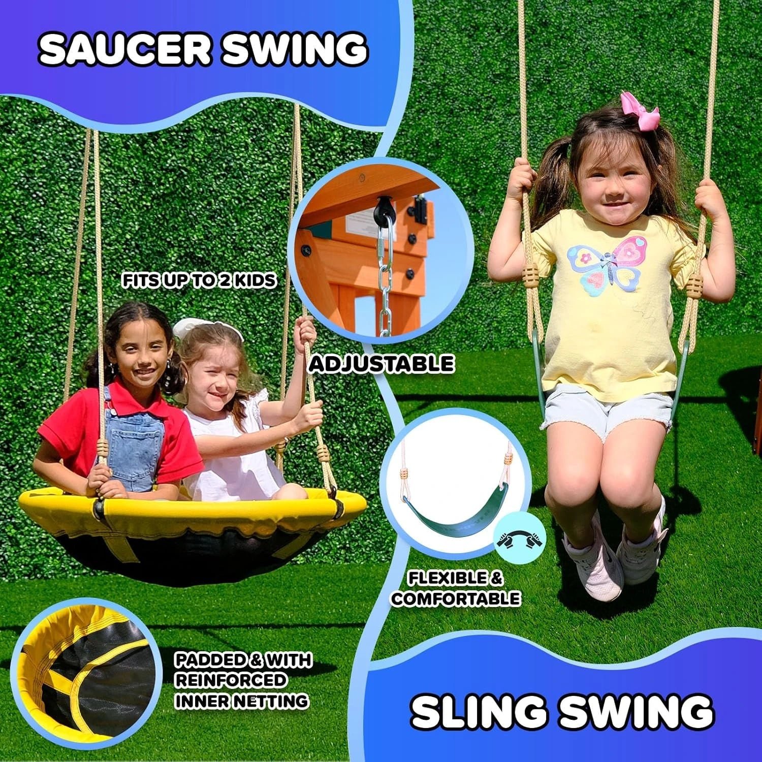 Sportspower Amelia Heavy-Duty Cedar Wooden A-Frame Swing Set - Image 5