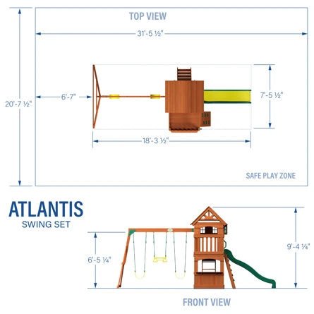Backyard Discovery Atlantis Cedar Wood Swing Set with Wave Slide, Clubhouse, Rock Wall, and Sandbox Area - Image 10