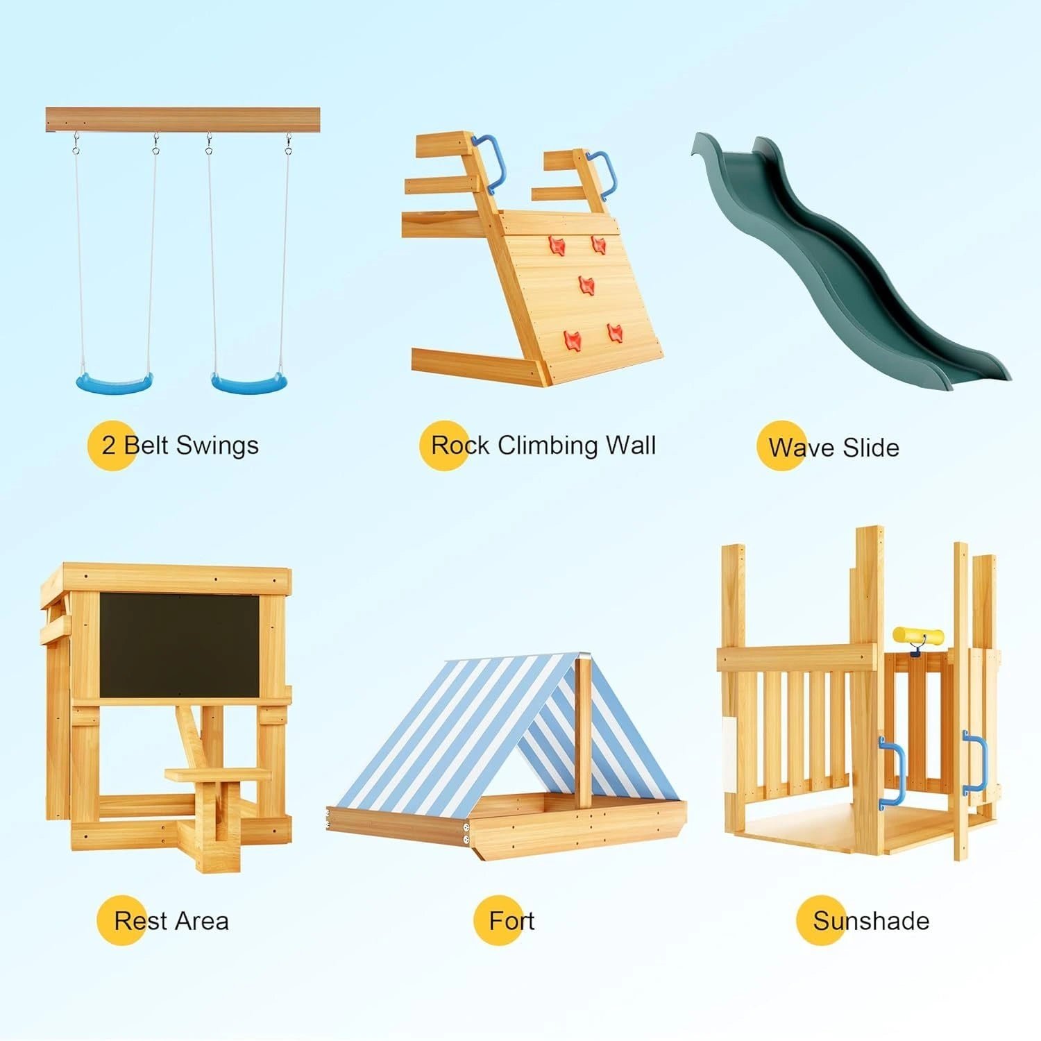 ROBUD Wooden Swing Sets for Backyard - Image 6