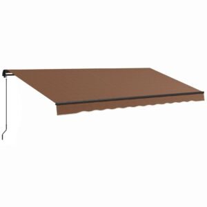 Outsunny 16′ x 10′ Retractable Sunshade Awning, UV-Resistant 280GSM Canopy, Brown