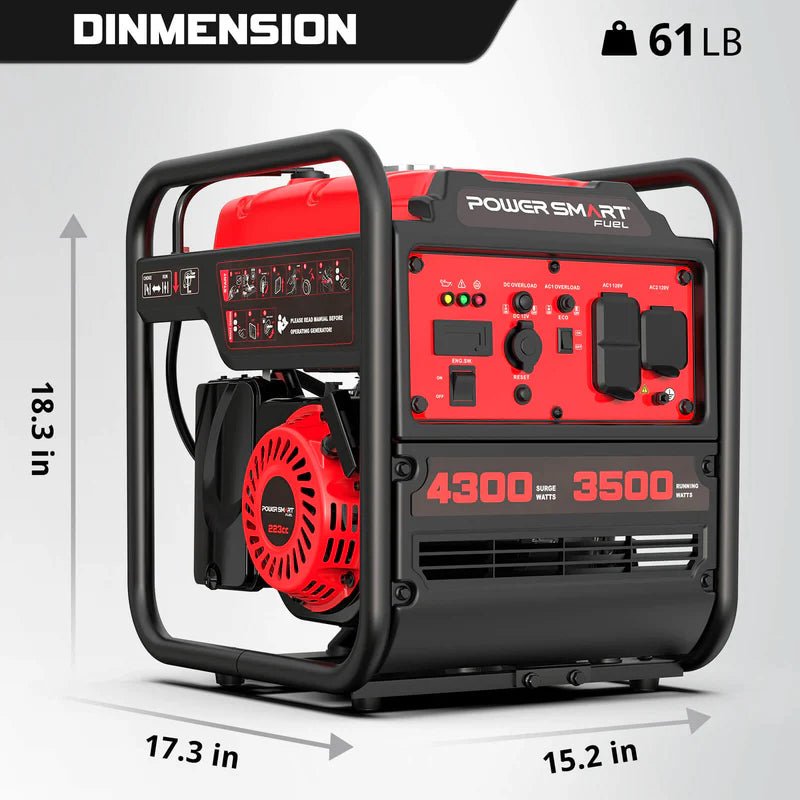 PowerSmart 4300-Watt Portable Generator with Inverter Technology, 3500W Rated, 223cc 4-Stroke Gas Powered Engine, 30 Amp for Home Backup, Camping, Emergency - Image 8