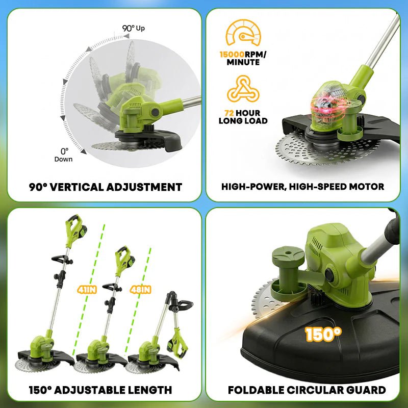 IToolMax 12-Inch Electric Weed Wacker & Eater with Detachable 4-Wheel Base - Image 9