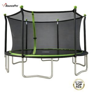 Sportspower BouncePro 14ft Trampoline Meets ASTM Safety Standards, Heavy-Duty Rust-Resistant Steel Frame, UV-Resistant Jump Mat & Safety Net