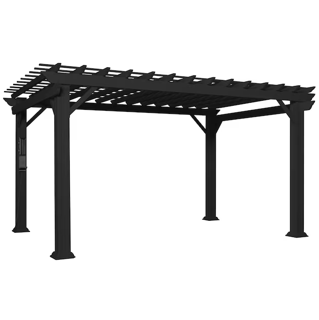Stratford 16 Ft. X 12 Ft. Black Steel Traditional Pergola with Sail Shade Soft Canopy - Image 9