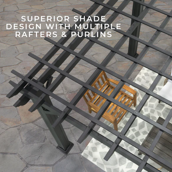 Stratford 16 Ft. X 12 Ft. Black Steel Traditional Pergola with Sail Shade Soft Canopy - Image 4