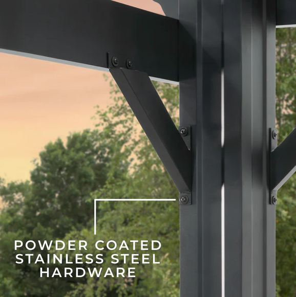 Stratford 16 Ft. X 12 Ft. Black Steel Traditional Pergola with Sail Shade Soft Canopy - Image 7