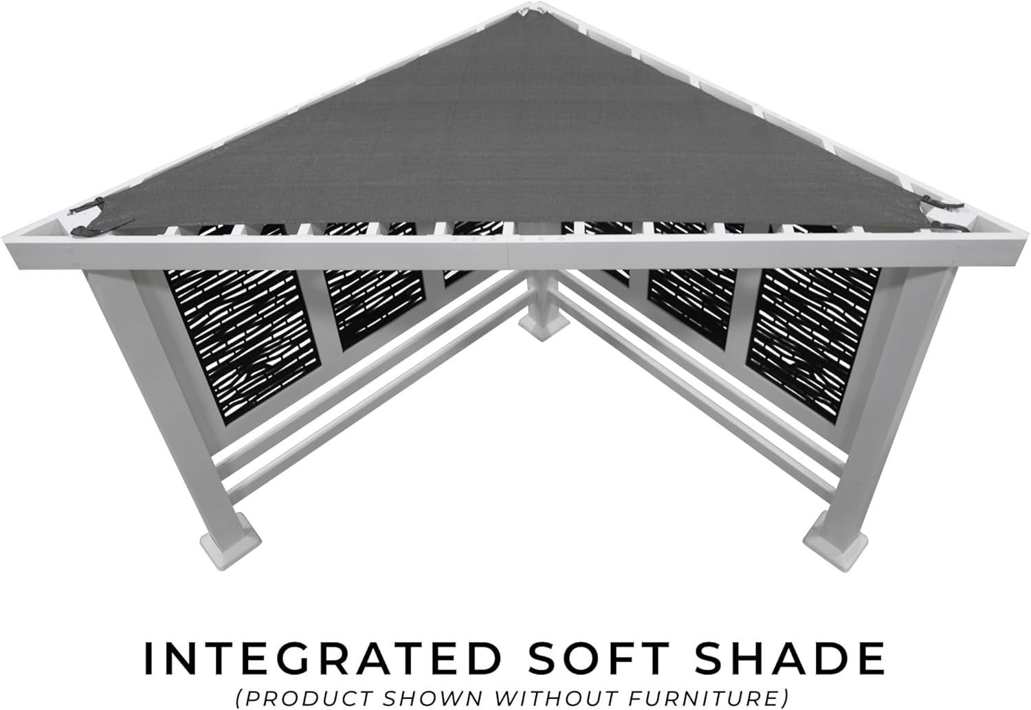 Ridgedale 8 Ft. X 8 Ft. White Steel Modern Cabana Pergola with Conversation Seating in Pumice - Image 3