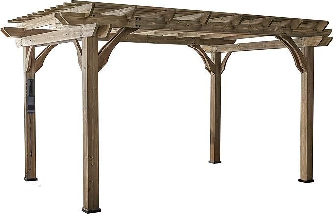 Backyard Discovery 14′ X 10′ Somerville Pergola W/ Electric – Dark Walnut DIY - Image 8