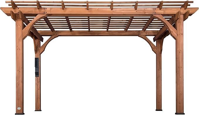 10 Ft. X 14 Ft. Traditional All Cedar Wood Outdoor Patio Pergola Shade Structure - Image 7