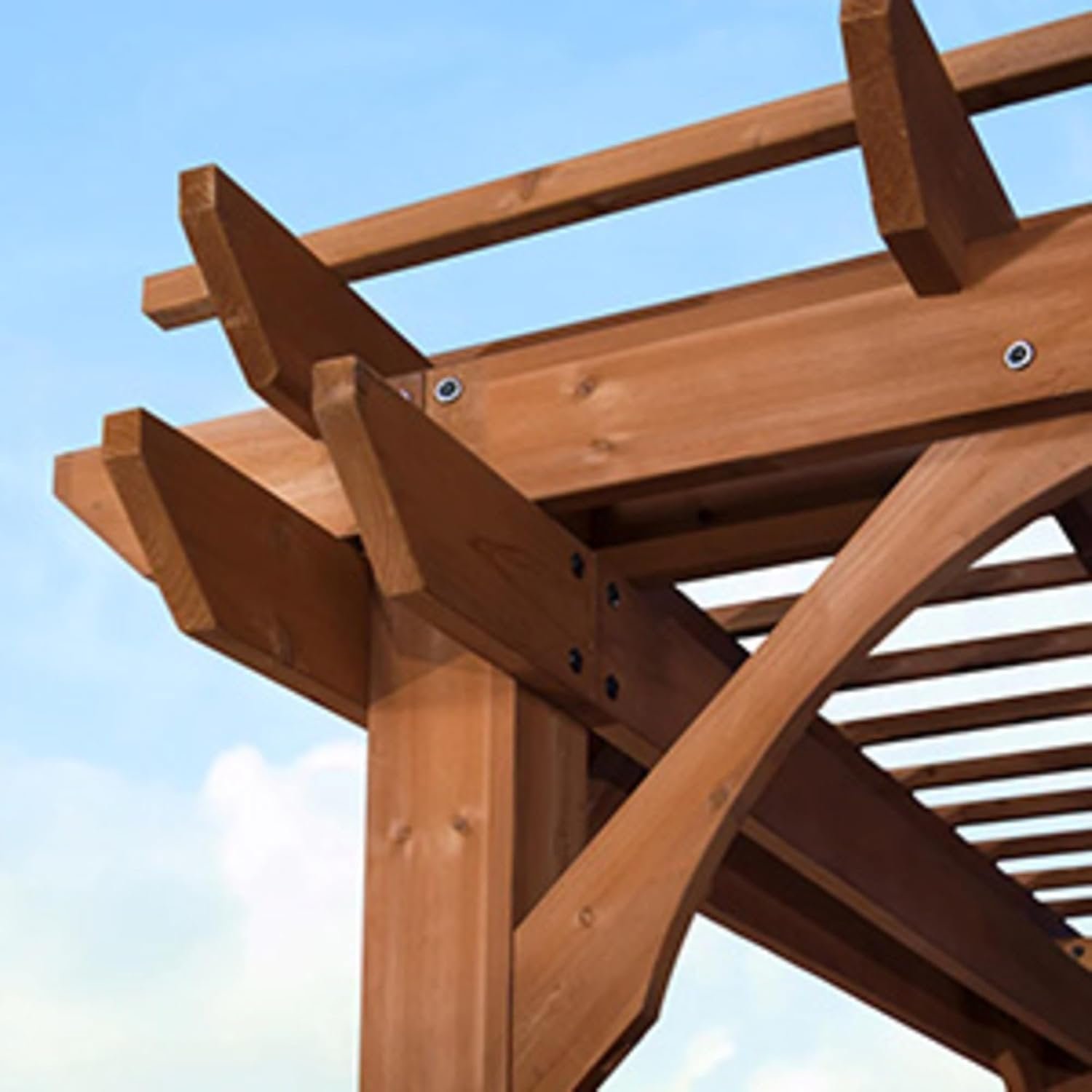 10 Ft. X 14 Ft. Traditional All Cedar Wood Outdoor Patio Pergola Shade Structure - Image 8