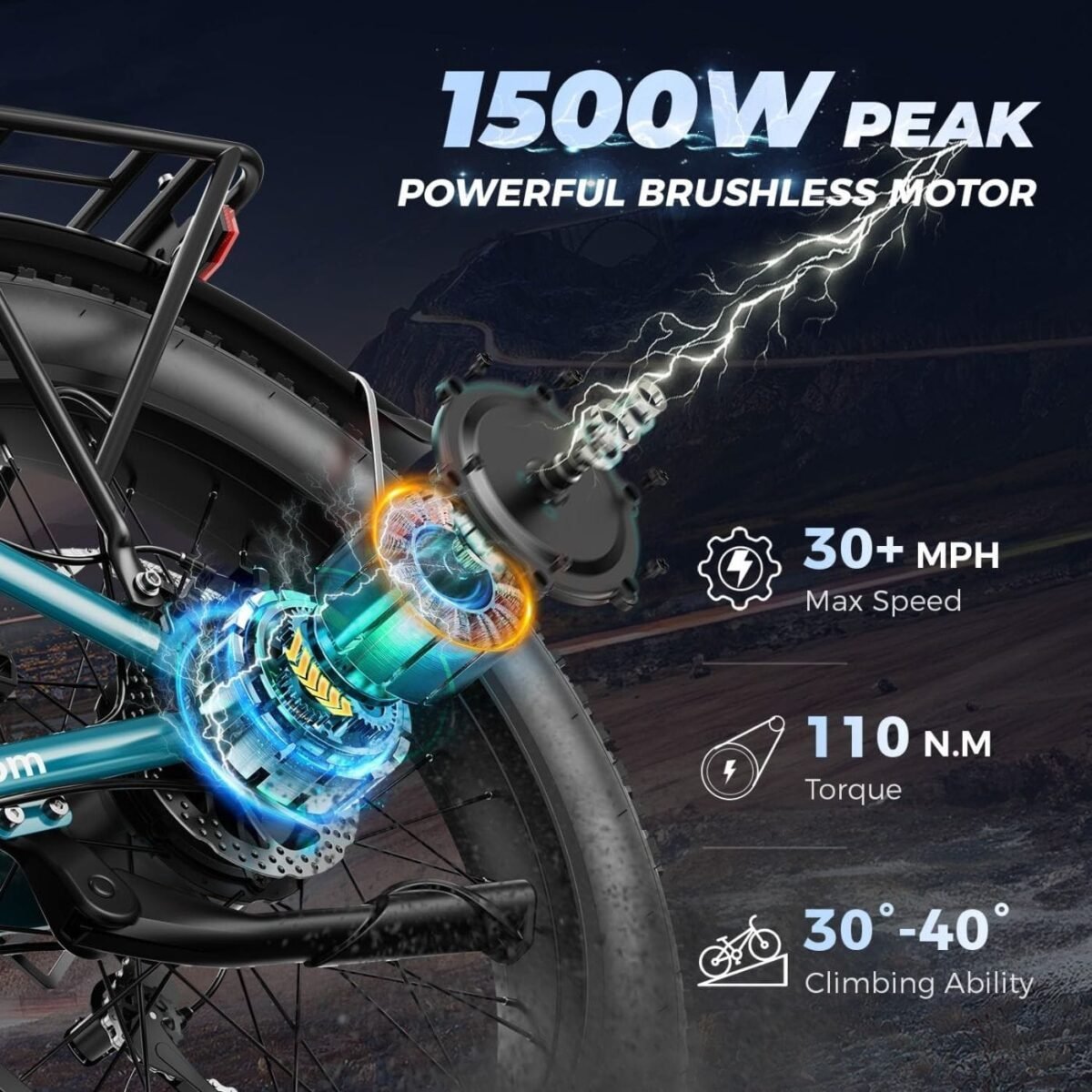 Aipas M2 Xterrain Electric Bike – Matte Black | All-Terrain E-Bike with Powerful Motor - Image 2