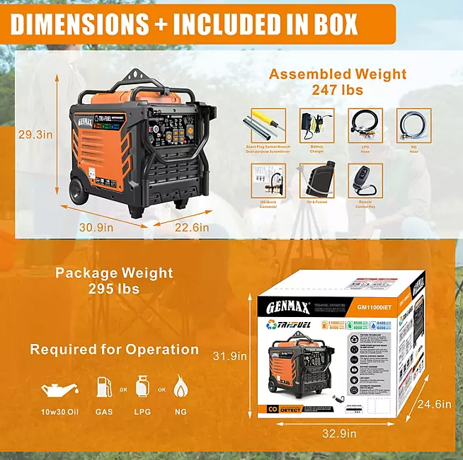 Genmax Portable Inverter Generator 11000W TRI-FUEL - Image 4