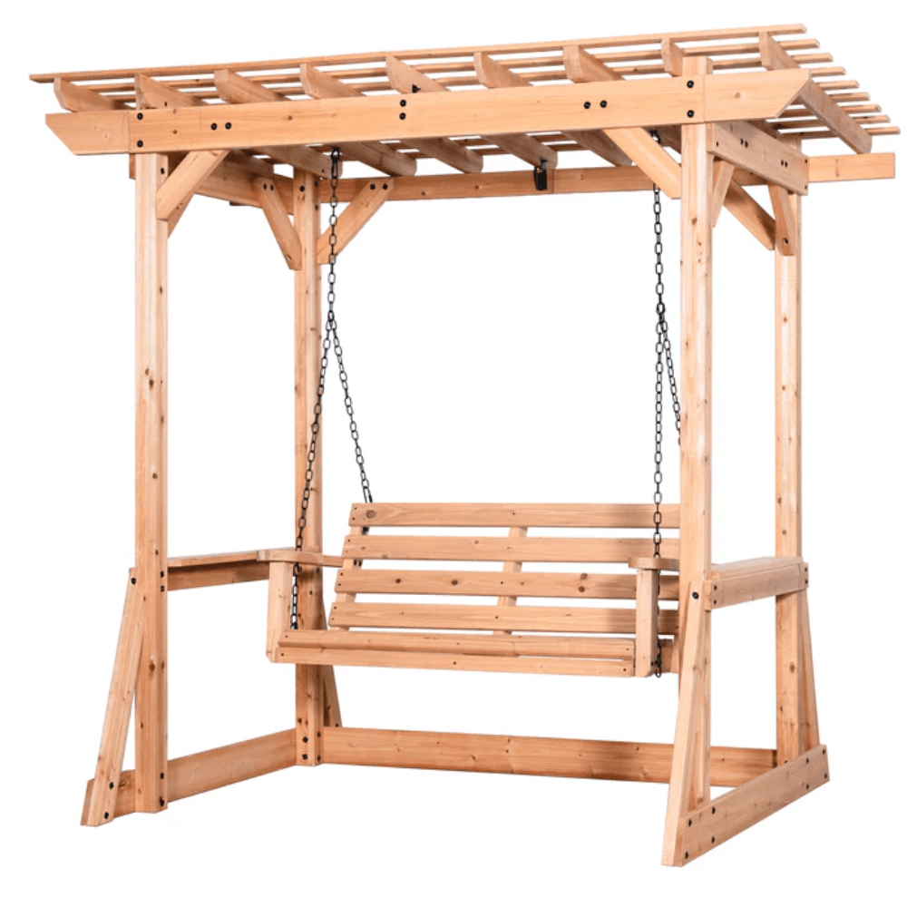 Backyard Discovery Callahan Cedar Wood Outdoor Pergola Swing Bench - Image 8