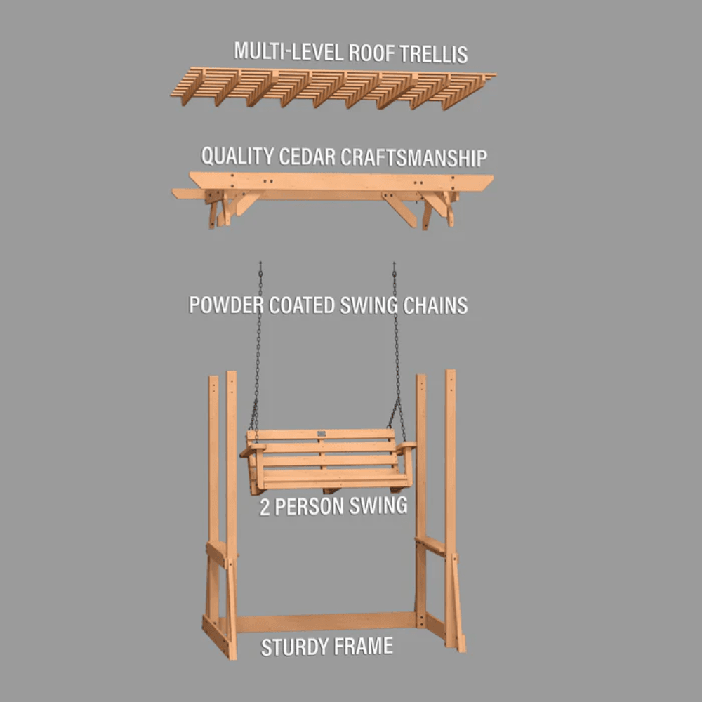 Backyard Discovery Callahan Cedar Wood Outdoor Pergola Swing Bench - Image 10