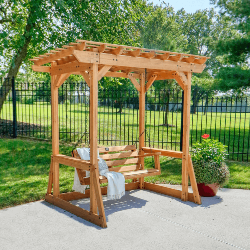 Backyard Discovery Callahan Cedar Wood Outdoor Pergola Swing Bench - Image 6