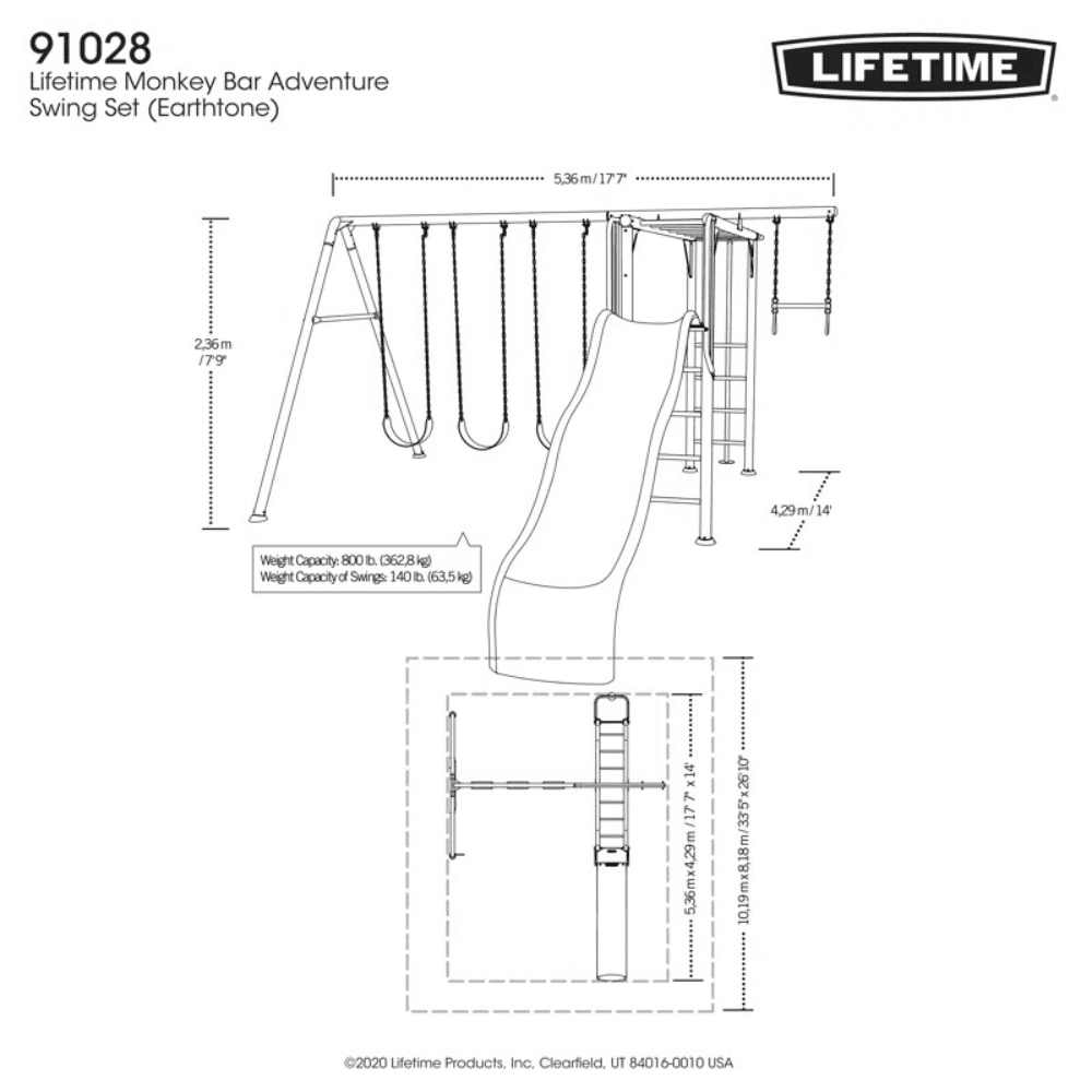 Lifetime Powder Coated Steel Swing Set with 4 Swing(s) , 1 Slide(s) - Image 11