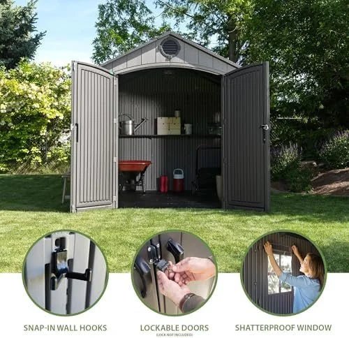 Lifetime Outdoor Storage Shed, 8 x 10 Foot, Grays - Image 2