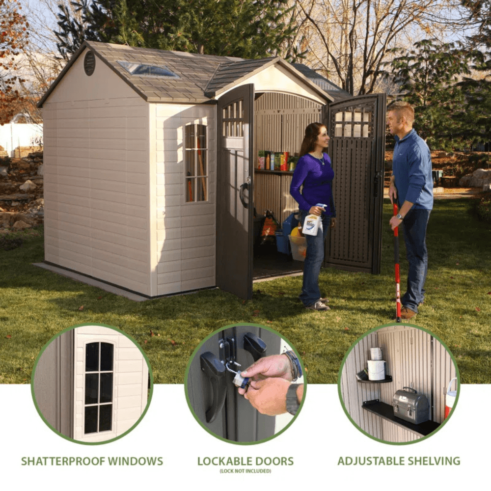 10 Ft. x 8 Ft. High-Density Polyethylene (Plastic) Outdoor Storage Shed with Steel-Reinforced Construction - Image 6