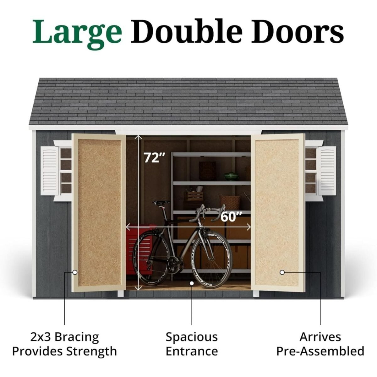 10×12 Value Workshop Shed with Operable Windows, Outdoor Wood Storage - Image 4