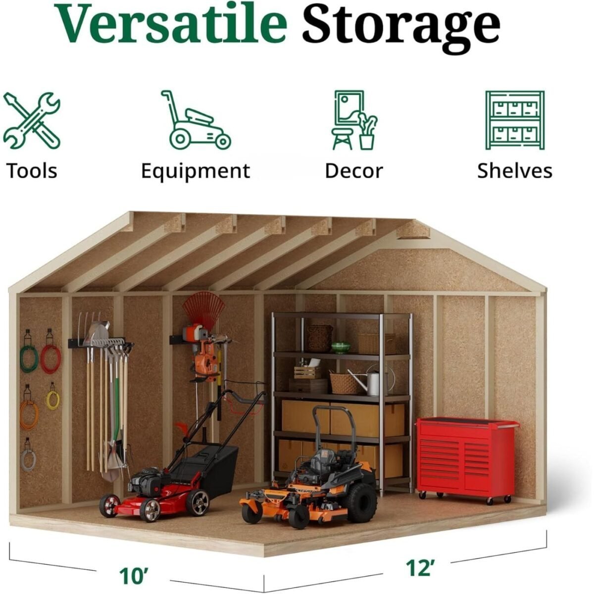 10×12 Value Workshop Shed with Operable Windows, Outdoor Wood Storage - Image 5